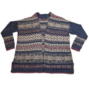 Chaps Open Front Multicolor Aztec Knit Cardigan Size S Southwestern Cozy Casual